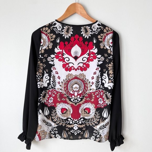 Laundry by Shelli Segal Long Sleeve Mixed Print Blouse - Picture 5 of 8